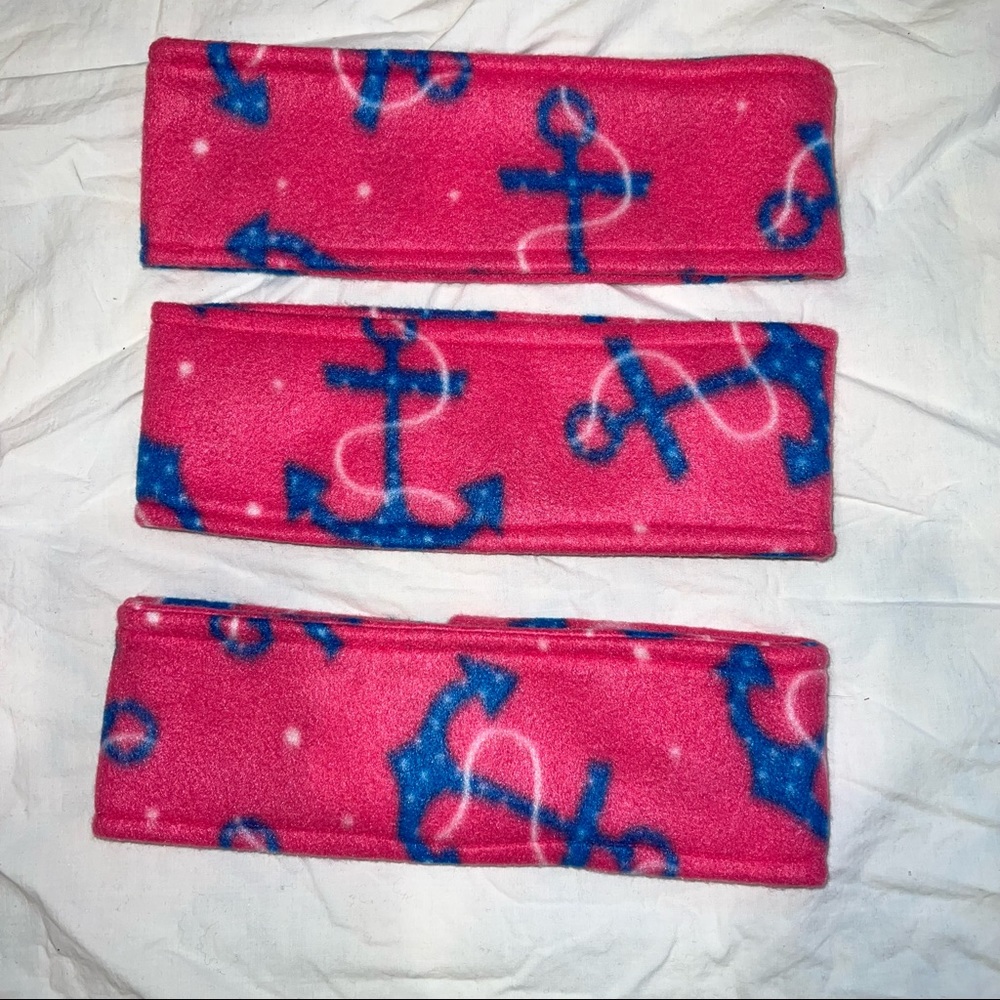 Fleece Headbands - Set of 3 - pink anchors